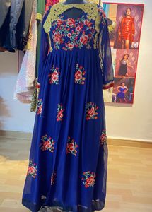 Elegant Blue Embroidered Anarkali