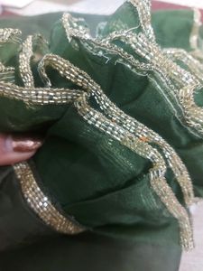 Olive Dark Handwork Frill Heavy Work Saree