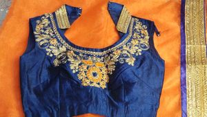 Blue &amp; Gold Embroidered Lehenga