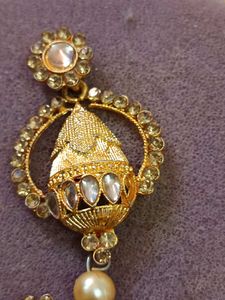 Golden Traditional Pearl Earrings