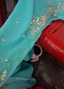 Party Wear Cyan  Saree new with blouse