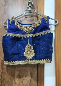 Navy Blue Festive Work Blouse