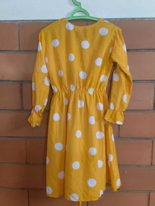 Yellow Polka Dot Long Sleeve Dress
