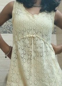 Elegant Crochet Butter Yellow Top