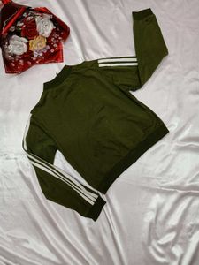 Sporty Olive Green Cropped Jacket