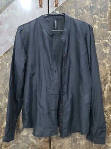 Exported Black cotton+silk fabric shirt