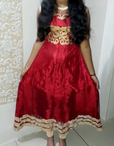 Elegant Red Ethnic Gown with leggings