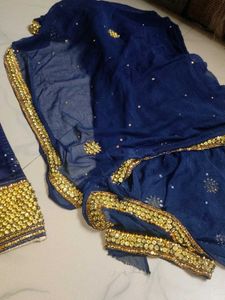 Elegant Blue &amp; Gold Embroidered Kurta