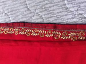 Red chiffon saree