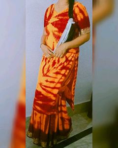 Mustard & Maroon Tie-Dye Sharara Suit