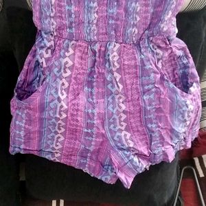 Purple Patterned Romper