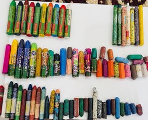 Set Of Oil Pastels And Wax Crayons