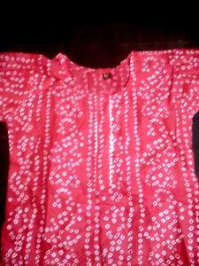 Red Bandhani Kurta