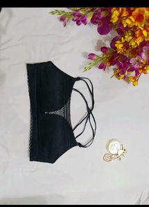 Stylish Black Lace Bralette - Multi-Strap Design