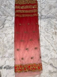 Party Wear Red Shade Net Saree