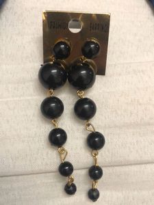 Black Ball Drop Earrings