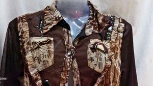 Brown Patterned Sheer Top