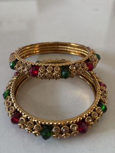 Bangles (golden with kundan)