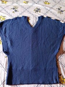 Striped V- Neck Knit Woolen Top