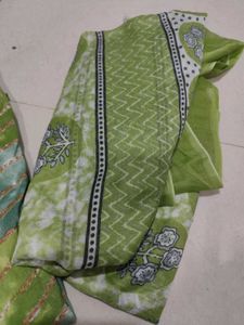 Green Dress Material Slub Cotton