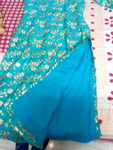 Teal &amp; Gold Embroidered Kurti