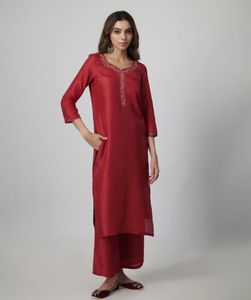 Elegant Maroon Kurta Palazzo Set