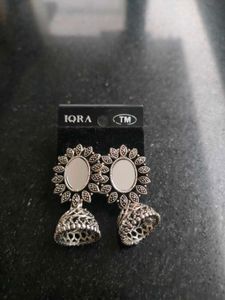 Women Silver Mirror Jhumka
