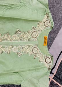 Elegant Light Green Kurta With Dupatta