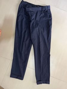 Van Huesen Striped Dark Blue Formal Trousers