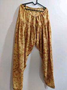 Pure Cotton Batik Suit In Brown &amp; Yellow