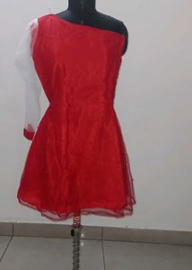 Kids Red One-Shoulder Mini Dress ( 5-6 Years Old )