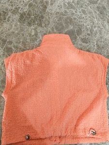 Peach Textured Sleeveless Top
