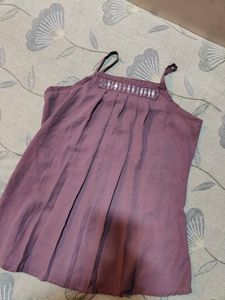 Mauve Pleated Tank Top