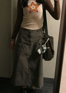 DARK  OLIVE  DENIM  SKIRT