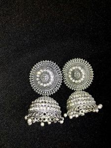 Silver Jhumka Earrings