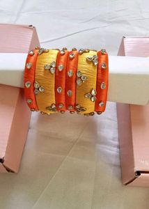 Thread Kundan Work Bangles Set
