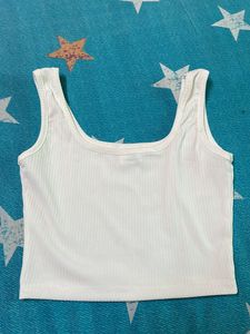 White Ribbed Tank Top