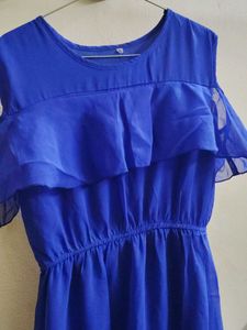 Blue Cold Shoulder Maxi Dress