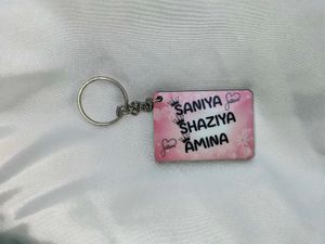 Customized Name Keychain Heart Square Shape