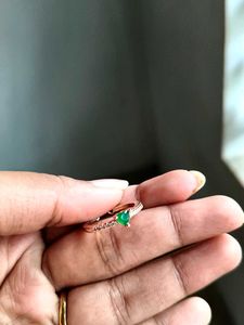 Rose Gold Permanent Colour Ring With Green Heart