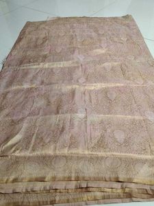Golden pink soft silk saree