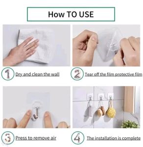 6 Wall Hook Stickers Hanger Hanging Clothes