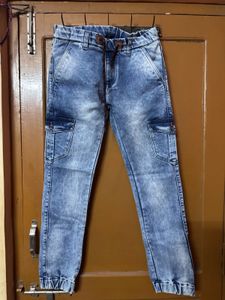 Acid Wash Denim Joggers
