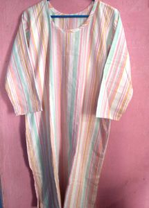 Pastel Striped Cotton Kurti | Washed &amp; Ironed