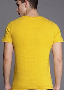 WROGN Men Mustard Yellow Striped Cotton PureCotton
