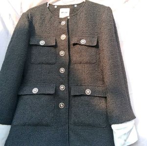Black Woolen Tweed Coat