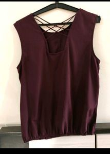 RARE Plum Pleated Sleeveless Blouse