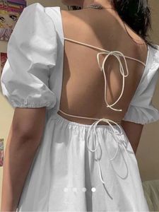 White Open Back-A Line Mini Dress 😍