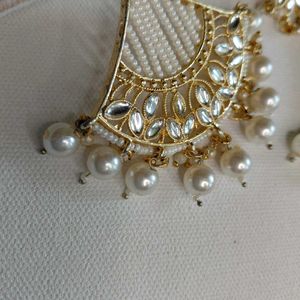 High Quality White Pearl Kundan Earrings