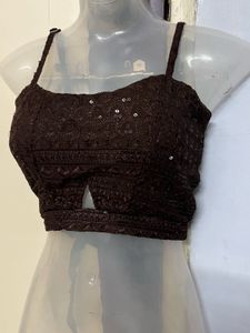Pintrest padded sequins brown top